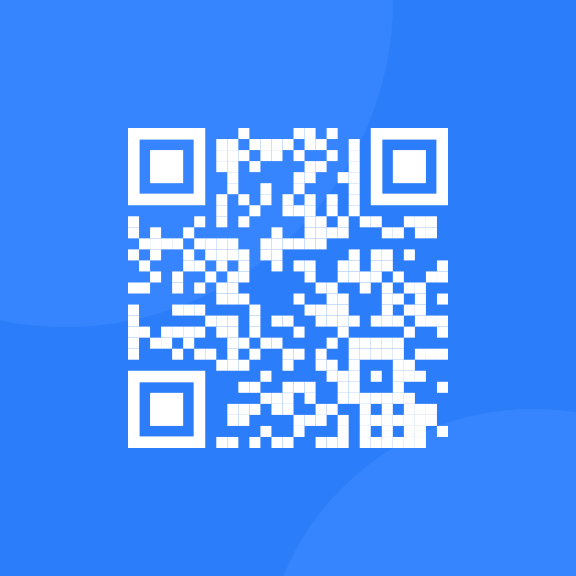 white qr-code with blue background